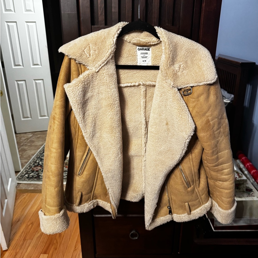Garage Tan Shearling Jacket for Women